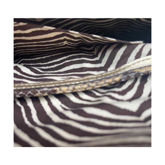 COACH CLUTCH Straw Python Leather Trim Tan Natural Brown Animal Print Wr… - Picture 12 of 14